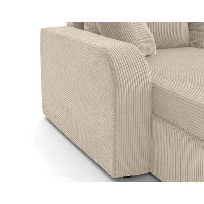 Valos - canapé panoramique en U - 7 places - convertible avec coffres - en velours côtelé - Beige