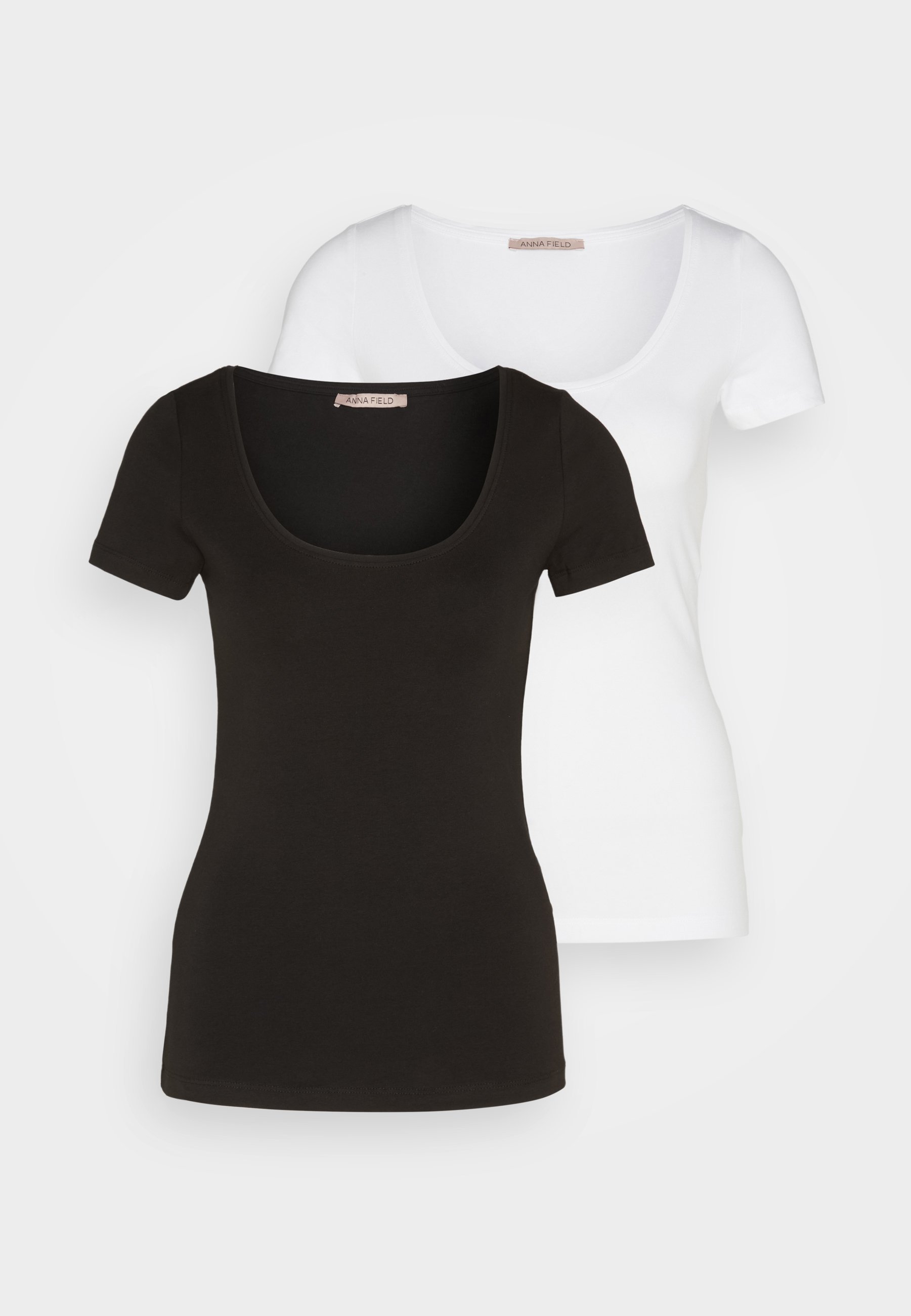 Anna Field - Confezione da 2 T-shirt basic - nero/bianco