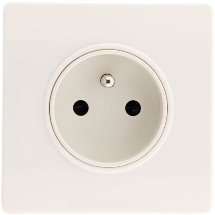 Enchufe 2P+E de 16A con terminal automático y clips de montaje Diwone blancos.