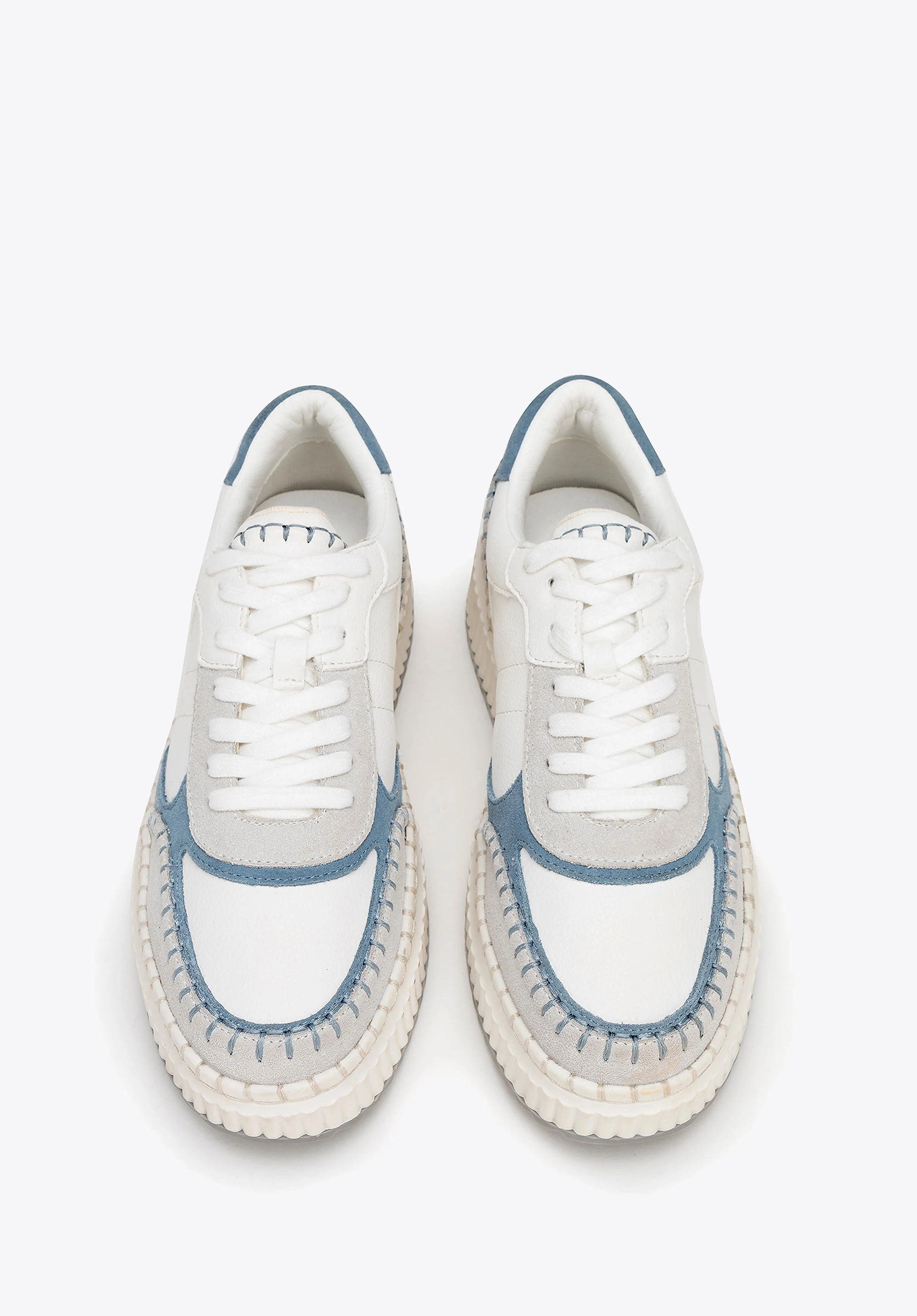 Damskie sneakersy z ekoskóry i skóry zamszowej niebieskie