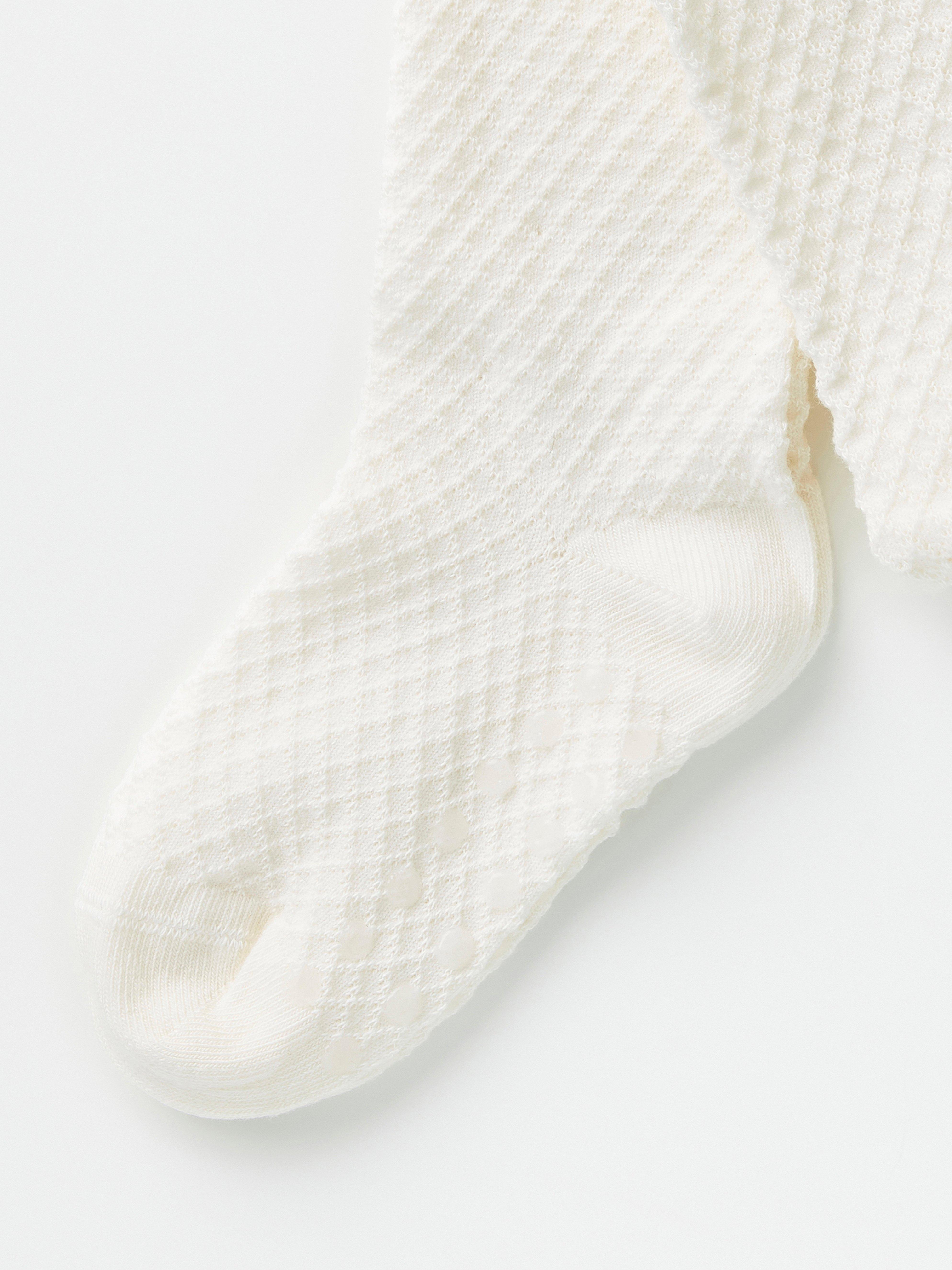 Jacquardstickad strumpbyxa Branco Claro Acinzentado