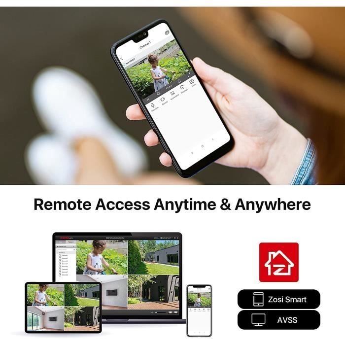 ZOSI H.265+ 1080P Surveillance Camera Kit with 8CH 1080N DVR Recorder, 20M Night Vision, Instant Alerts and Free App