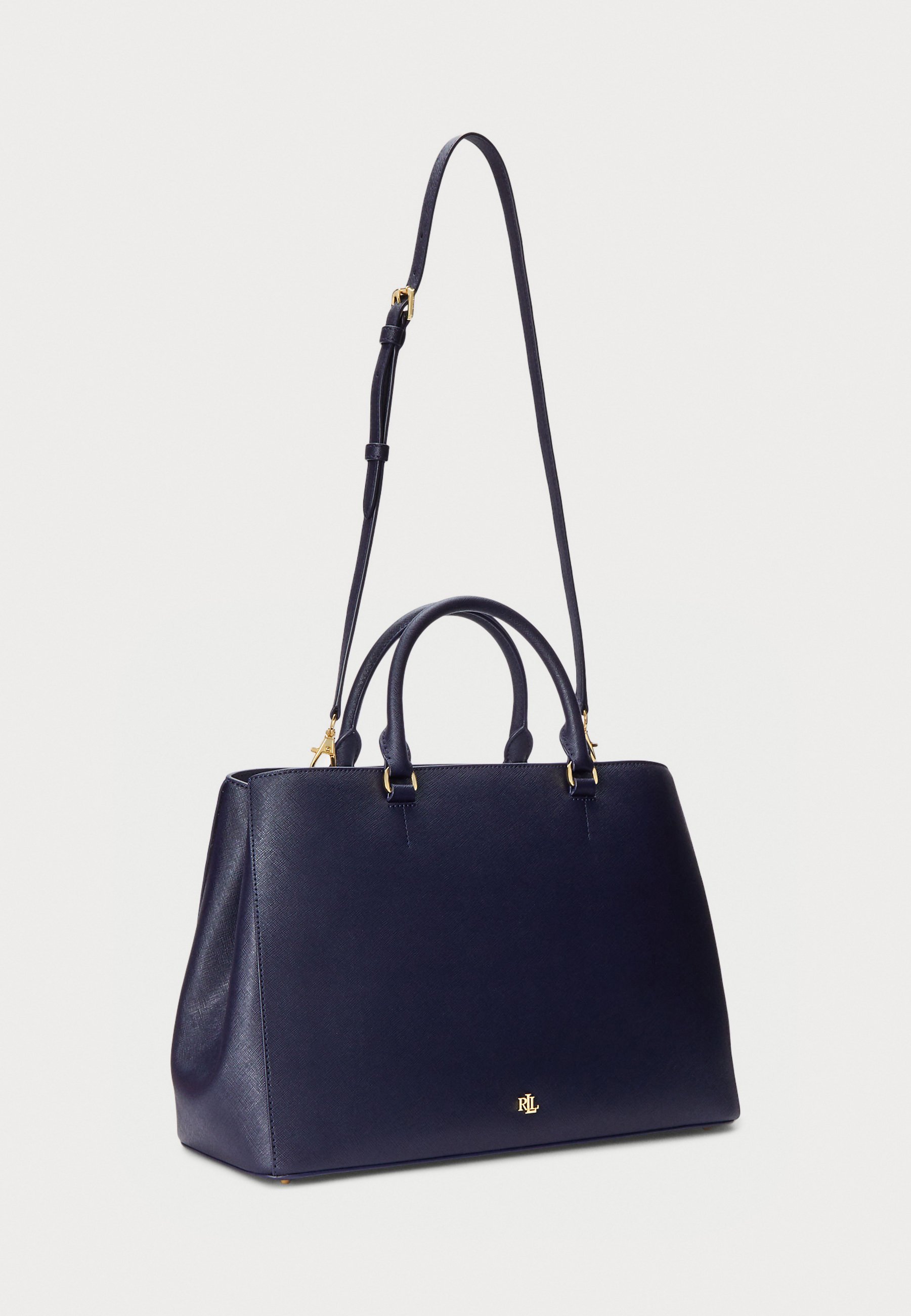 Borsa a mano grande Hanna in pelle con motivo a quadri incrociati di Lauren Ralph Lauren - Blu navy raffinato