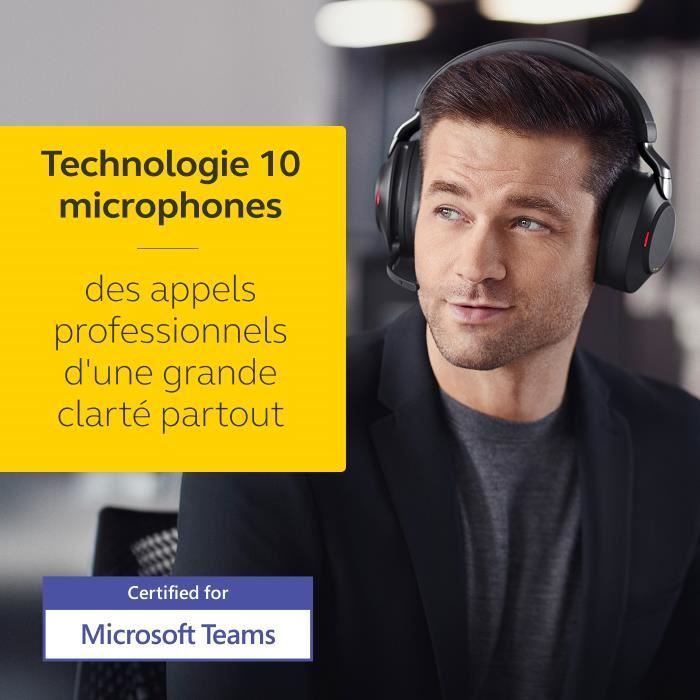 Fones de ouvido sem fio - JABRA - Evolve2 85 - Estéreo - USB-A - Cancelamento ativo de ruído