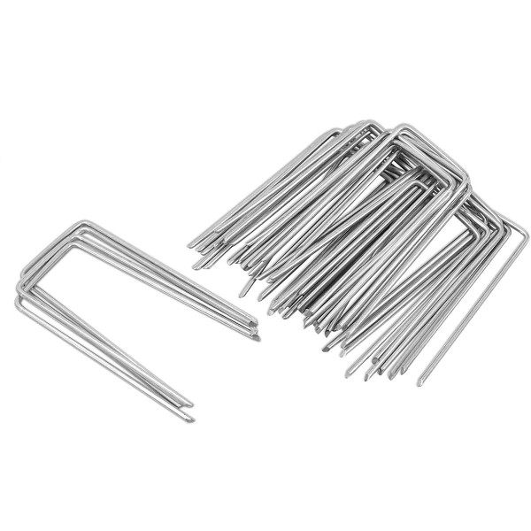 Szpilki do agrowłókniny 15x7 cm metalowe kotwy srebrne 100 szt.
