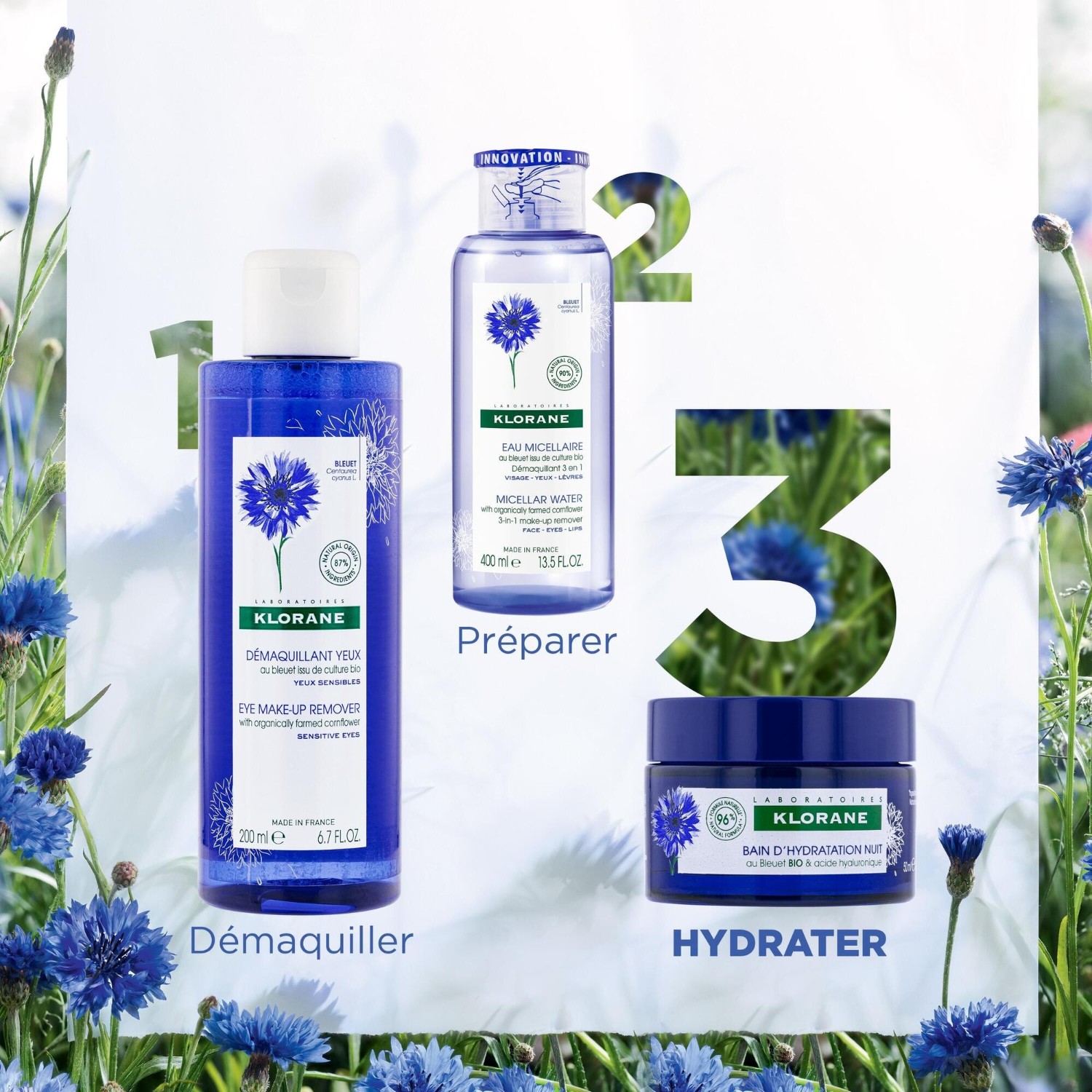 Klorane Bain d’Hydratation Nuit au Bleuet BIO et acide hyaluronique
