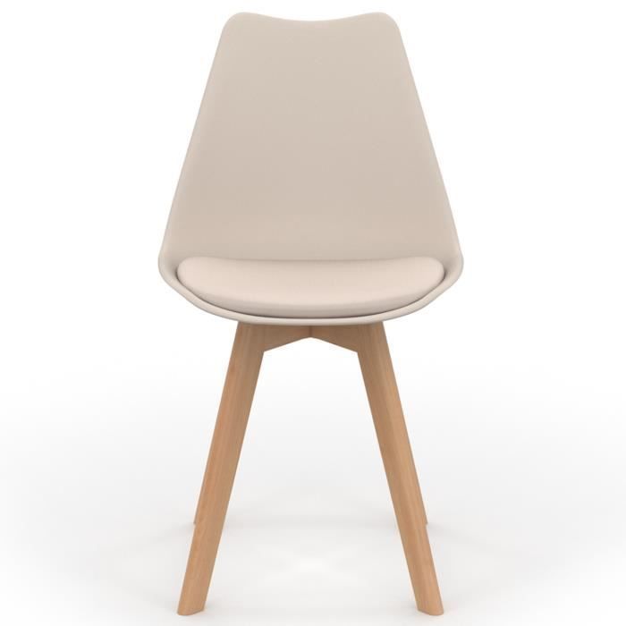 IDMARKET Set van 4 beige Scandinavische eetkamerstoelen SARA