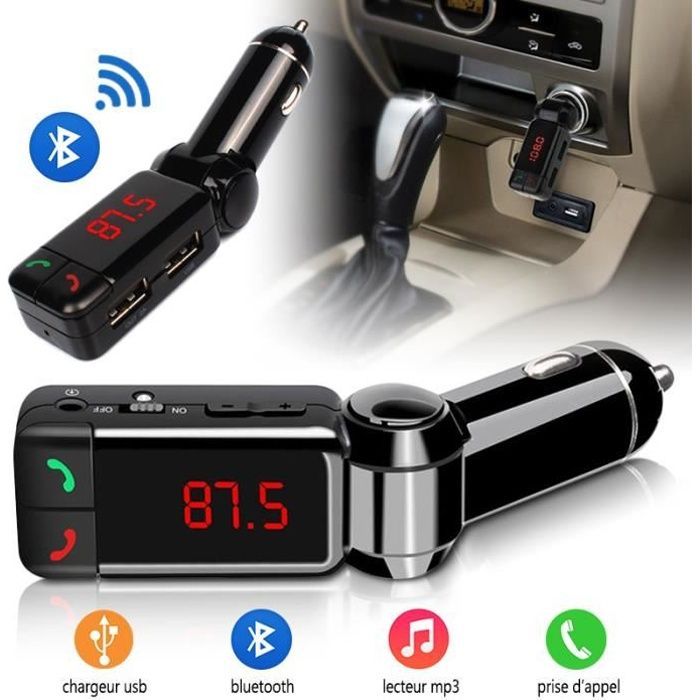 Hands-Free Kit - Bluetooth - USB Charger - Compatible with iPhone 6 - Black - Car