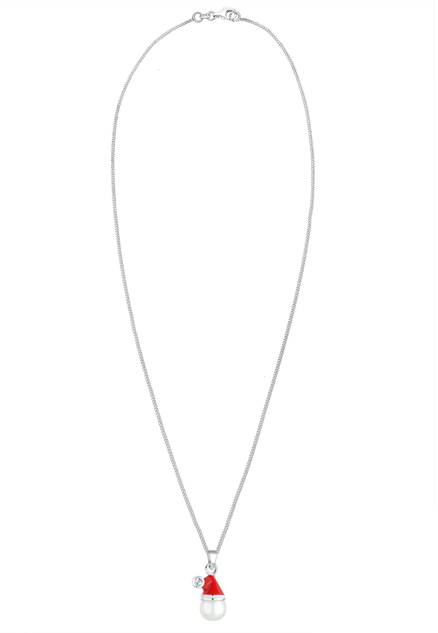 Elli Femme Casquette de Noël en émail avec Cristaux et Perles de Culture d'Eau Douce en Argent Sterling 925