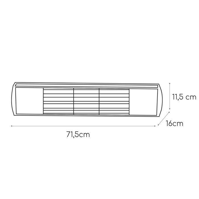 Calefactor eléctrico de pared Kekai Golden Tube de 2000 W, halógeno e infrarrojo, para uso interior y exterior.