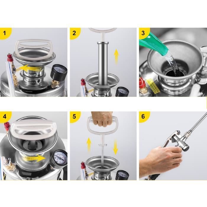 Pulverizador de jardín a presión de acero inoxidable con manómetro, pulverizador de mochila de 6 litros con chorro ajustable para jardín, limpieza de suelo y nebulización de plantas.