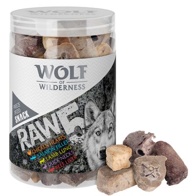 Mélange de 5 collations lyophilisées RAW de Wolf of Wilderness