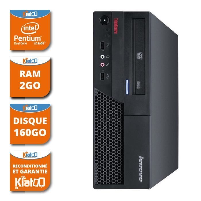 Computer desktop Lenovo ThinkCenter M58, processore Intel dual-core, 2 GB di RAM, disco rigido da 160 GB, Windows 7, PC ricondizionato.