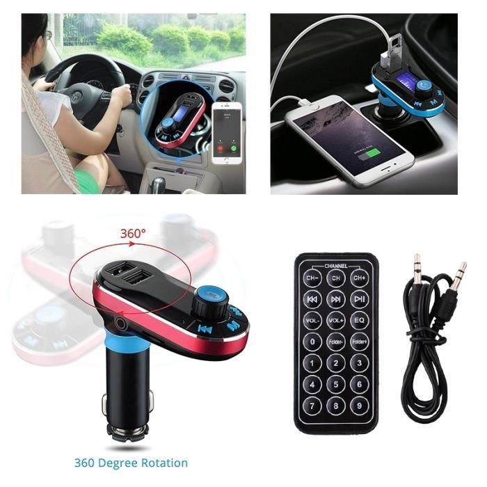 Kit Mains Libres Bluetooth Voiture Rouge pour Logicom L-Ement 400, Logicom L-ite 500, L-ement 550, L-ement 451