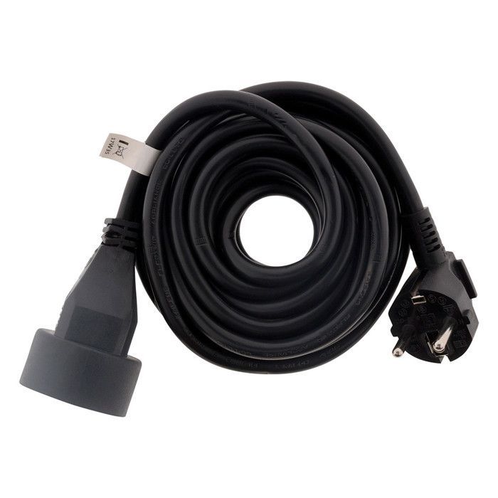 Cable de extensión 16A HO5VV-F 3G1.5mm² - Negro 5m - Zenitech