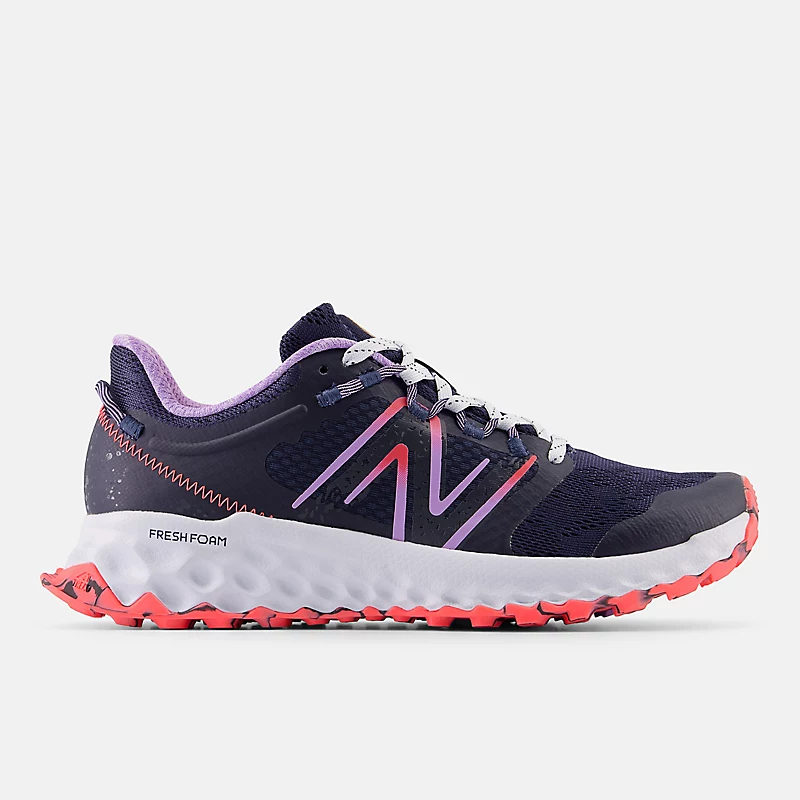 Fresh Foam Garoé - Índigo natural com roxo elétrico e vermelho elétrico