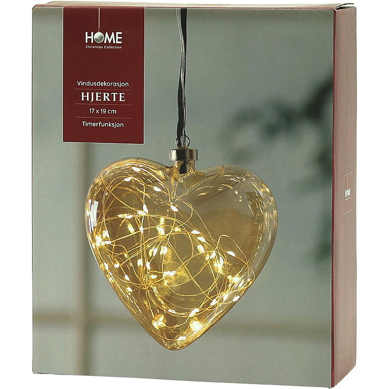 Glasherz für Zuhause, 17,5 x 19 cm, 30 LEDs