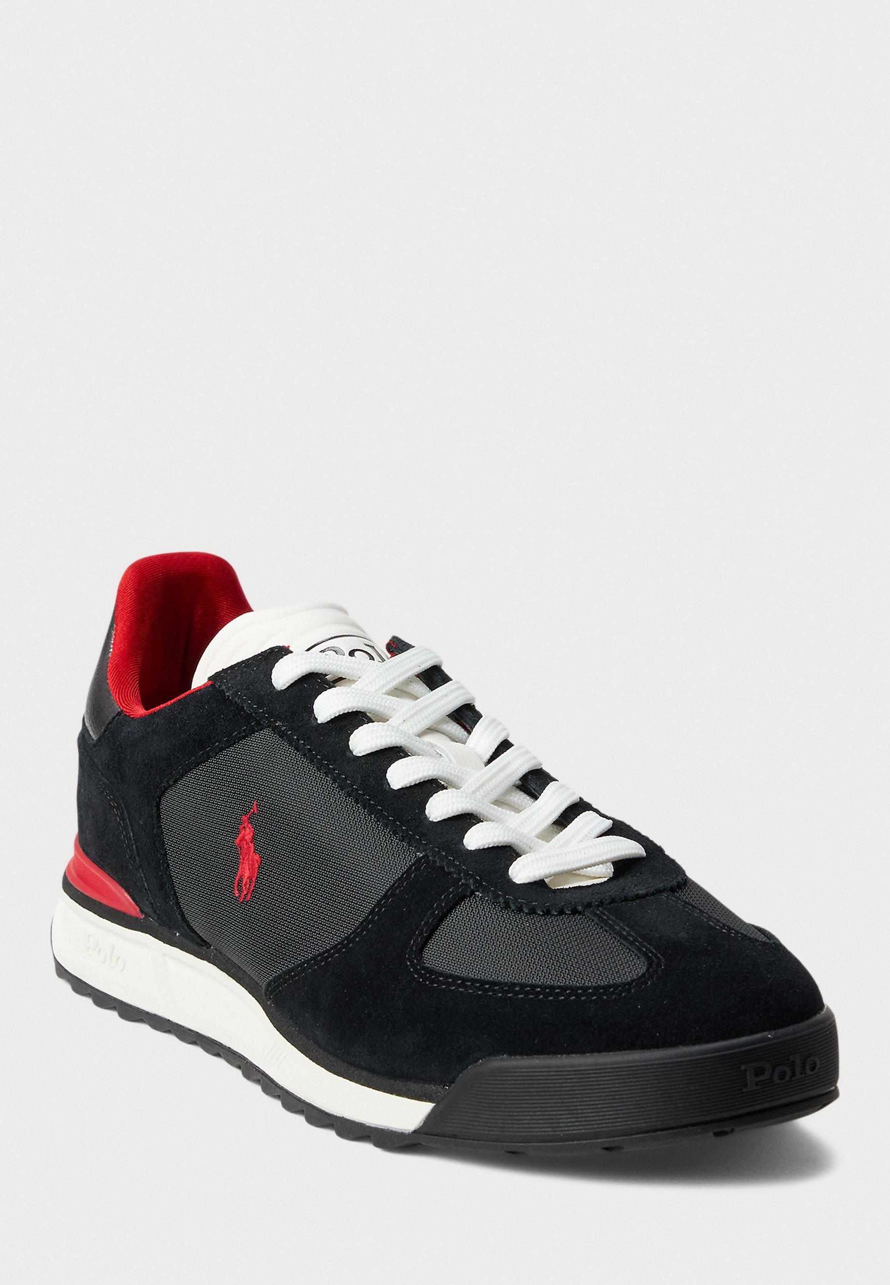 Polo Ralph Lauren VARICK SUEDE & OXFORD SNEAKER UNISEX - Sneakers - nero/grigio scuro/rosso