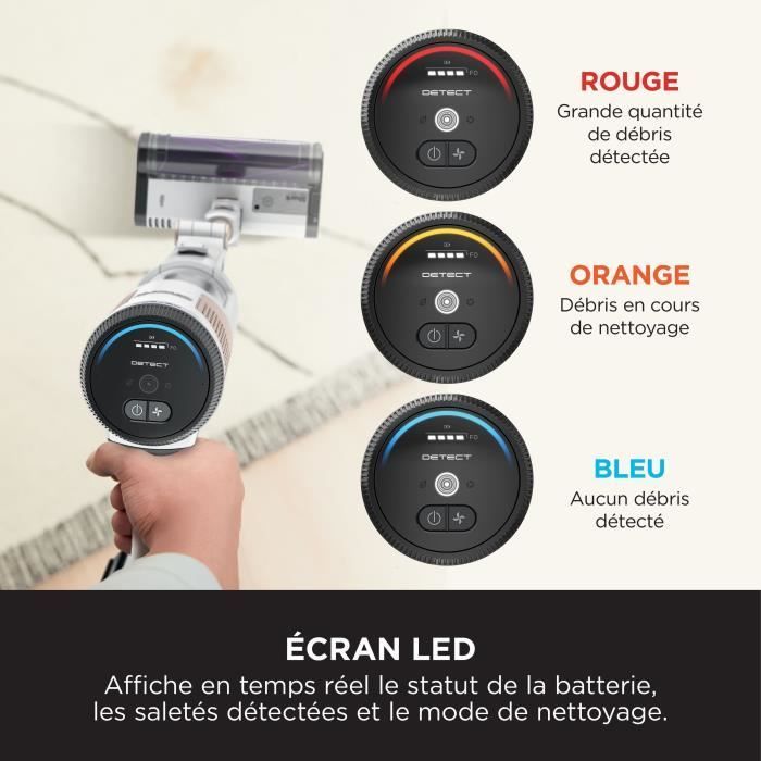 SHARK IW3612EU - Aspiradora de mano inalámbrica - 240 W - Vaciado automático de polvo de 2 L - 4 sensores - 3 modos de succión - Negro/Plata