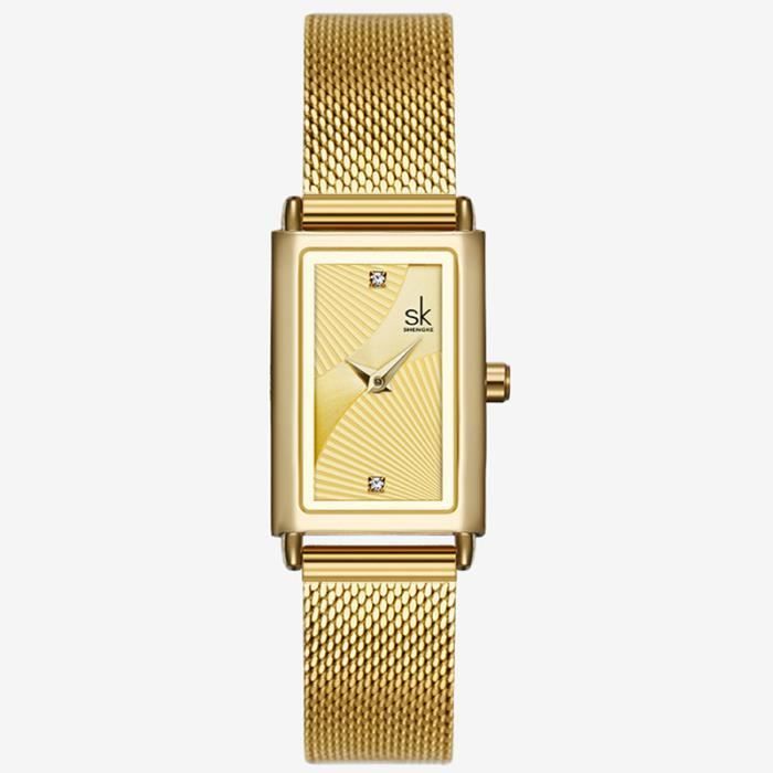 Reloj SHARPHY dorado para mujer con brazalete cuadrado, cuarzo, resistente al agua.