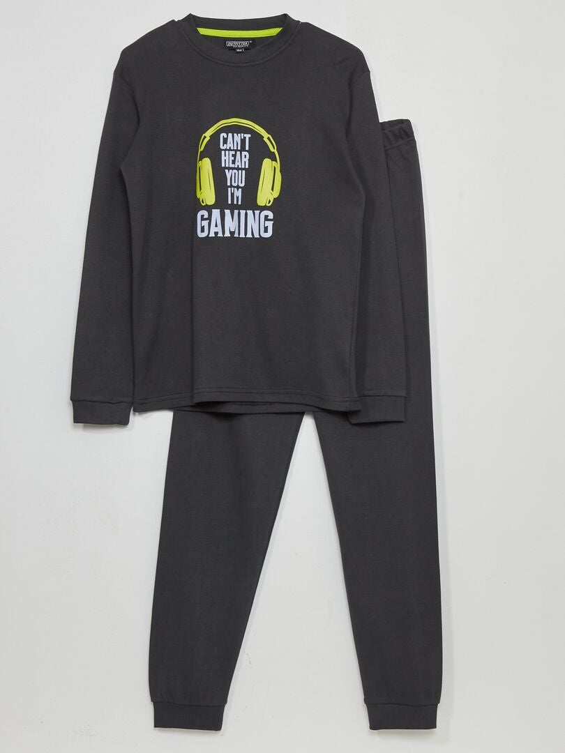 Camiseta de manga comprida em malha - cor carvão