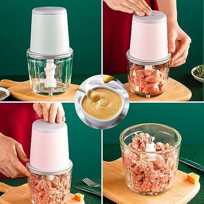 Mini licuadoras para bebés, mini procesadores de alimentos, licuadora para bebés de 300 ml, mini picadora eléctrica, mini procesador de alimentos con carga USB.