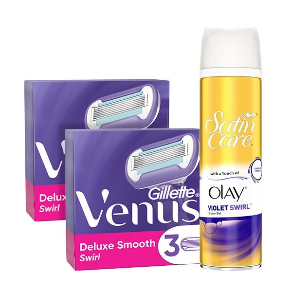 Kit com lâminas de barbear Venus Deluxe Smooth Swirl e refil de gel