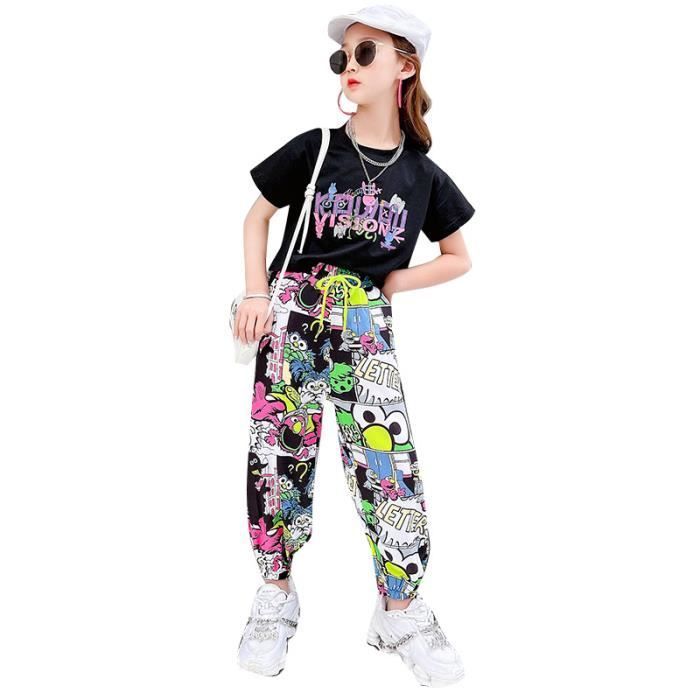 Conjunto deportivo para niña, informal y cómodo, negro.