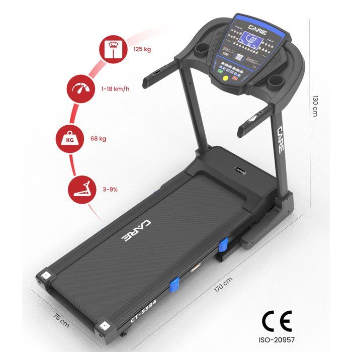 Tapis de course Connecté CARE - CT-5584-3 - 18km/h - Kinomap
