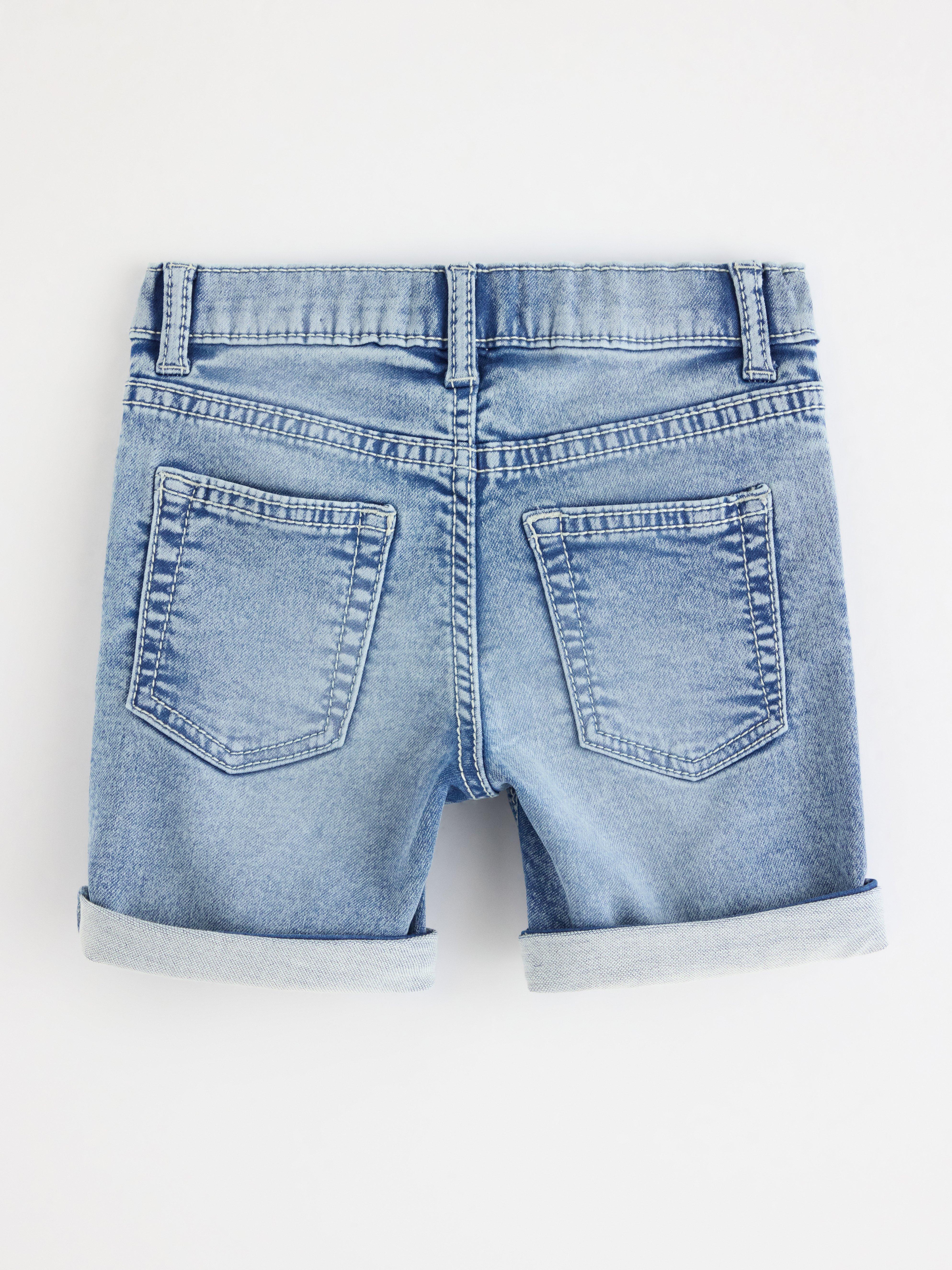 Pantaloni scurți din denim cu croială dreaptă, cu denim ușor super elastic