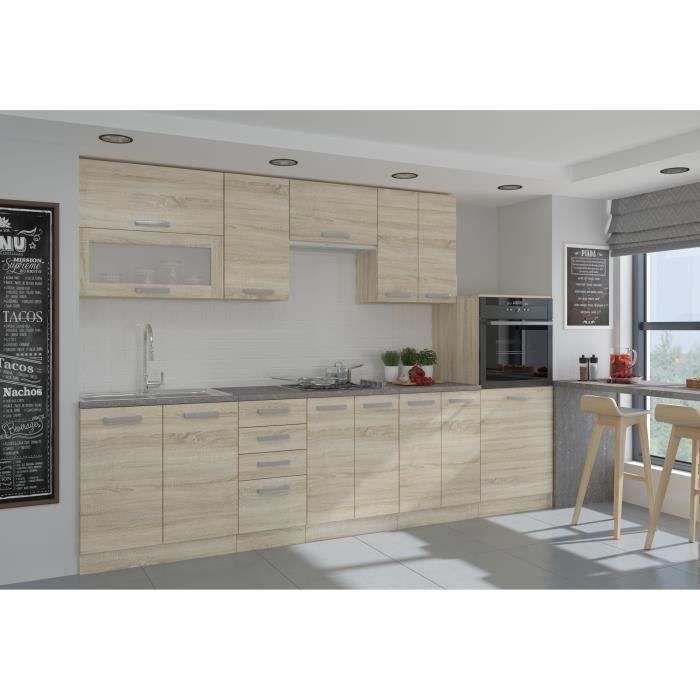 LASSEN Complete Keuken L 300 cm met Oven en Afzuigkap Halfkolom - Sonoma Eiken Afwerking