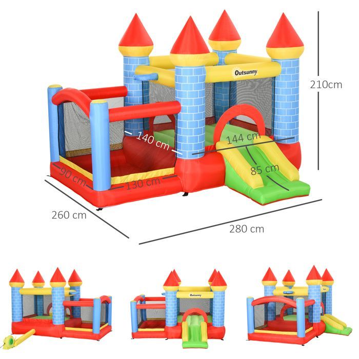 Outsunny - Inflatable Castle - Oxford Fabric - 280x260x210cm - Multicolor