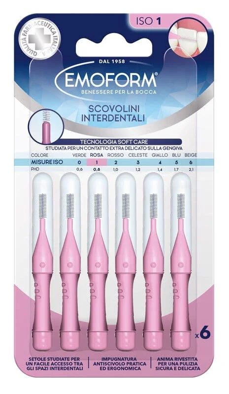 Cepillo interdental rosa Emoform Iso 1, 6 unidades