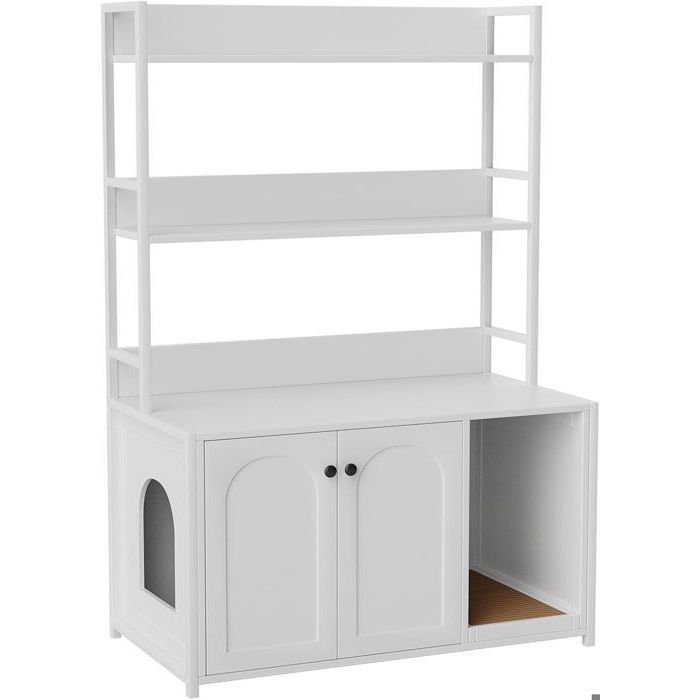 Modern Cat Tree with Litter Box, Play Tower, Scratching Post with Toilet House, 40x31x132 cm