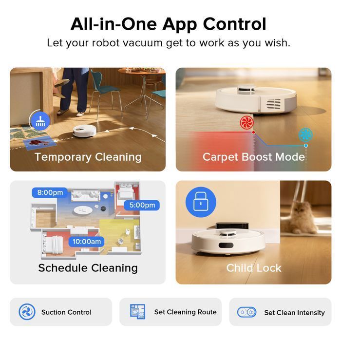 Roborock Q7 L5 Robot Vacuum Cleaner, 8000 Pa Suction, 3200mAh Battery, Up to 150 min Runtime, Dual Anti-Tangle System, Intelligent Navigation with Precise LiDAR