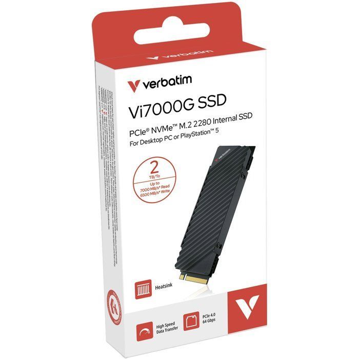 SSD interne - VERBATIM - Vi7000G - 2 To avec dissipateur - NVMe