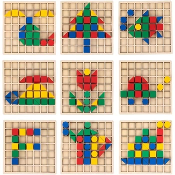 Lernspiel – ZGEER – Holzbausteinset – Mathe-Gedächtnis – Ab 3 Jahren – Umweltfreundliches Holz