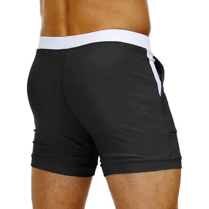 Men's Swim Trunks Swim Shorts with Pockets, Elastic Waist and Drawstring Sporty Style Slim Fit Black