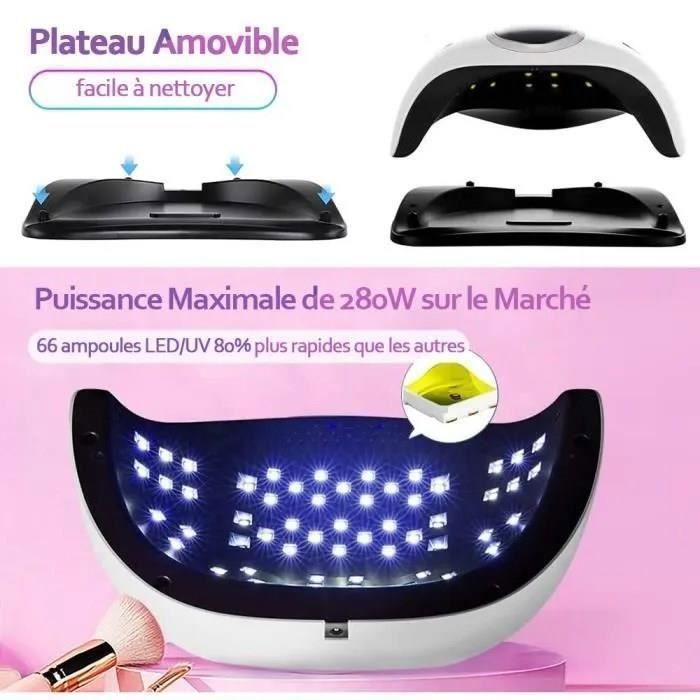 UV Nail Lamp, 280W LED Portable Nail Dryer Lamp with 66 Lamp Beads, 4 Timers (10/30/60/99 seconds)