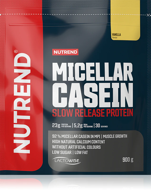 Výživový doplnok Nutrend Micellar Casein s kazeínovým proteínom zabezpečuje postupné uvoľňovanie