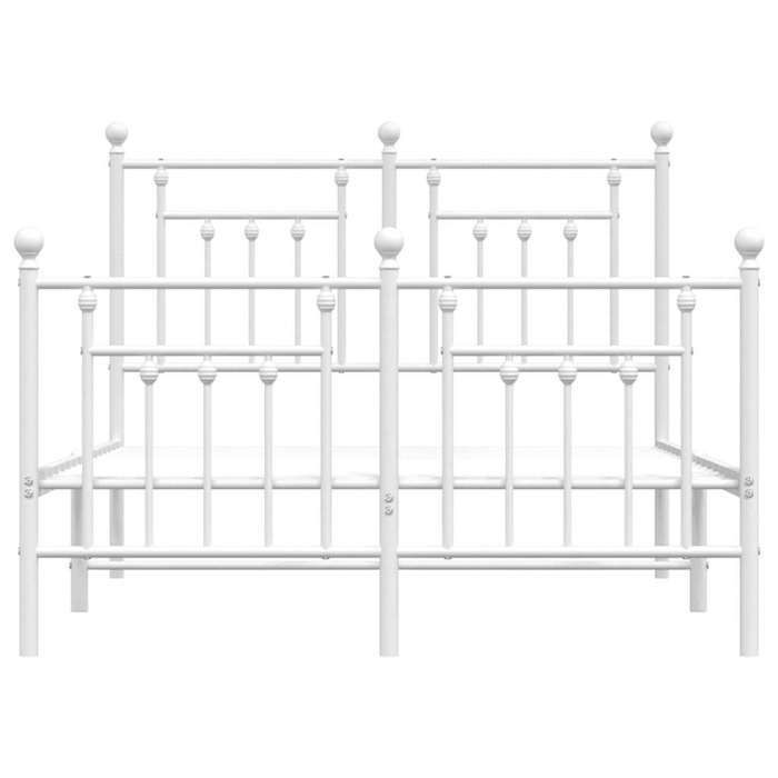 Structure de lit métal - UU - 120x190 cm - Blanc - Acier - Espace de rangement - Lattes en métal - Pieds centraux