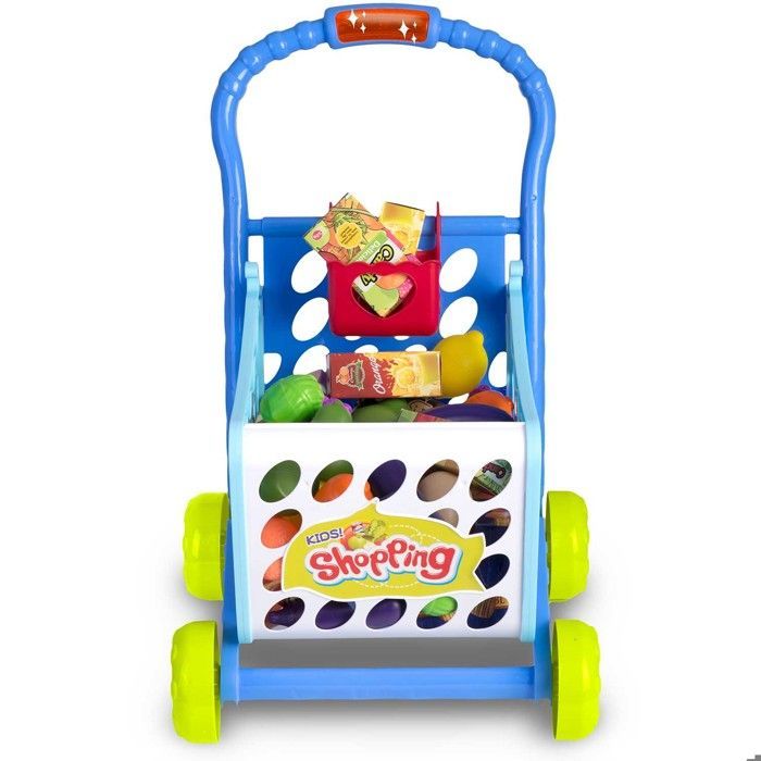 Kinderwinkelwagen - JANSHOP - Blauw - 39x31x49 cm - 3-in-1 - LED-verlichting - Inclusief accessoires