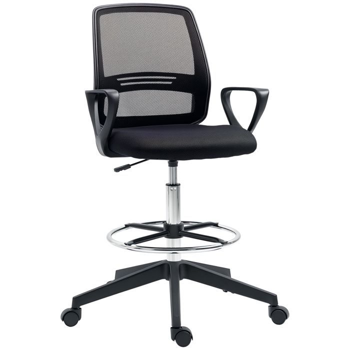 Office chair - Vinsetto - adjustable high seat - dimensions 59.5L x 60W x 102.5-126H cm - 360° swivel - breathable mesh - black