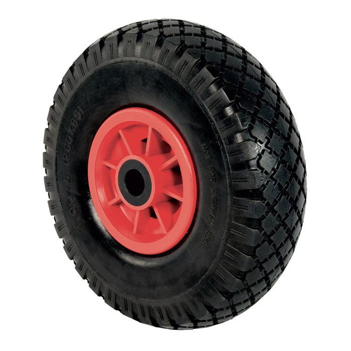 Rueda antipinchazos para carretilla de mano de 260 mm x 85 mm - Diámetro interior 3.00-4 - Llanta de plástico de 20 mm - Ideal para carretillas y carros de mano.