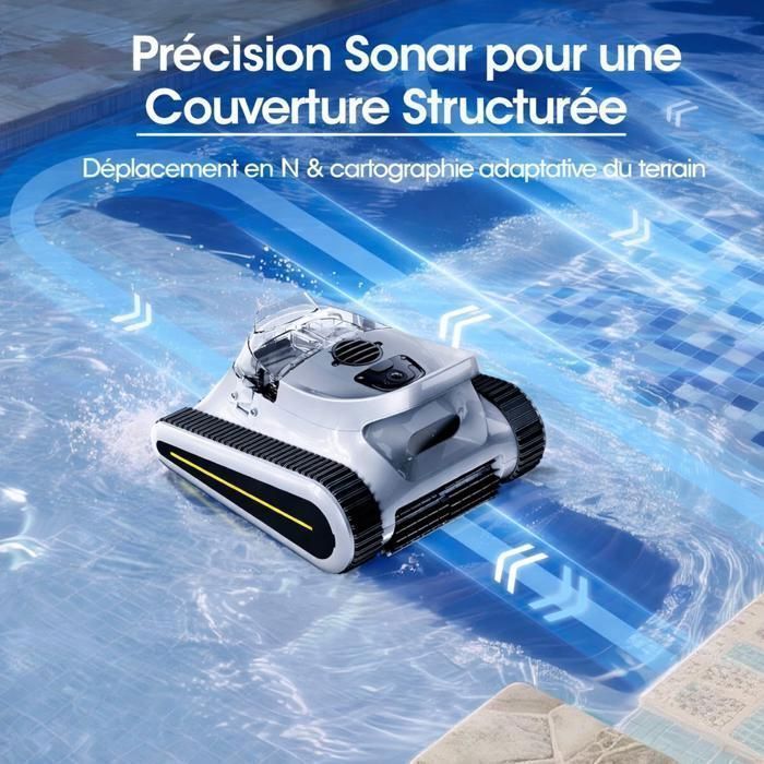 Robot limpiafondos inalámbrico para la limpieza del suelo, las paredes y la línea de flotación, 180 minutos de autonomía y apto para piscinas de hasta 2150 pies cuadrados.