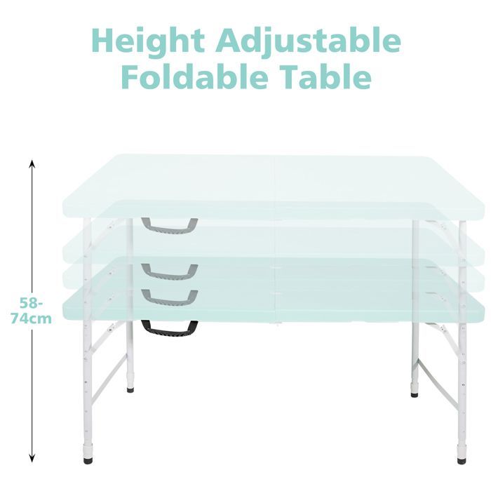 Tavolo pieghevole - Portatile - 125 cm - Altezza regolabile - 135 kg - Blu