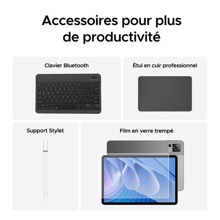 DOOGEE T35 Tablet - 11-inch 2.5K Screen, 20GB + 256GB Storage - Android 14 - 4G, Wi-Fi, Dual SIM, with Keyboard and Stylus - Gray
