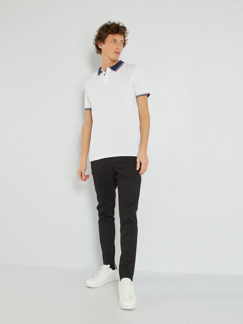 Camisa polo de algodão piqué - Branca
