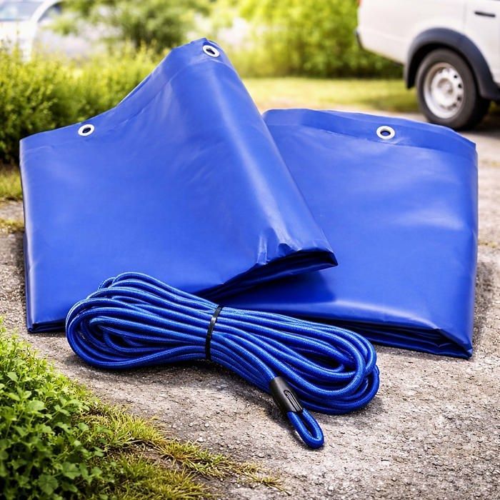 Wiltec platt släpvagnsskydd 2575x1345x50mm med spännare, vattentät, UV-resistent, säker transport, last