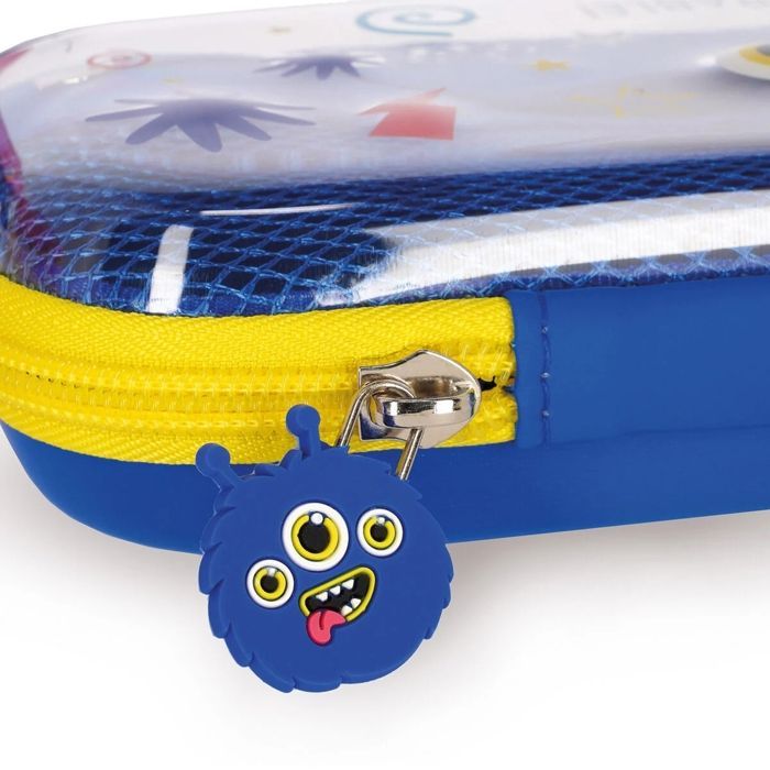 Legami Wonderwow Monster kinderetui, blauw met ritssluiting - gaasvak en pennenhouders